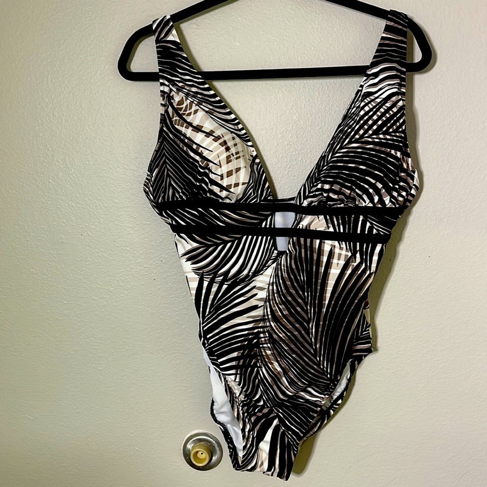 NEUTRAL Colored Palm Leaf Full-Piece Bathing Suit